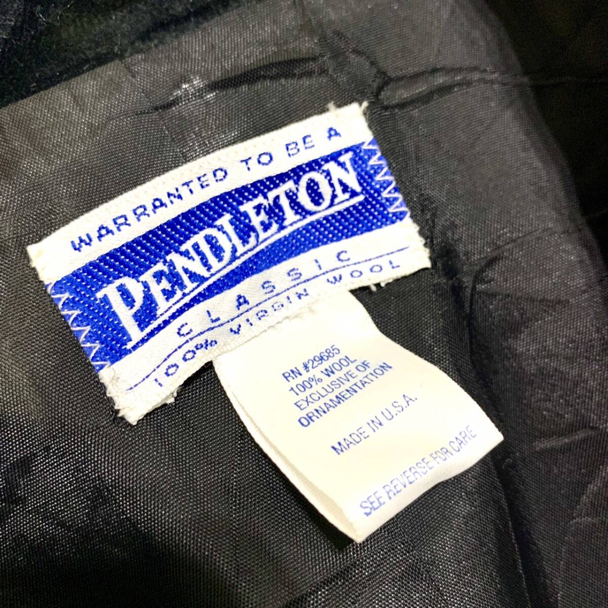 PENDOLETON ペンドルトン 切り返しチェック柄テーラードジャケット 金ボタン アウター USA製 レトロブレザー ウール グリーン レッド Lの画像6