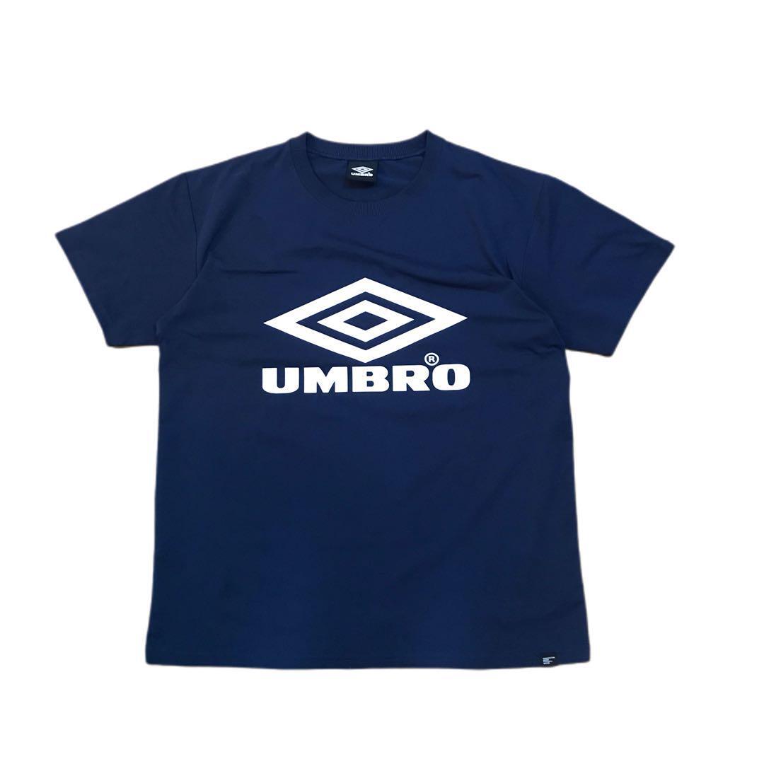 90s UMBRO Ｔシャツ サッカー ゲームシャツ 半袖 ビッグロゴ y2k 紺_画像1