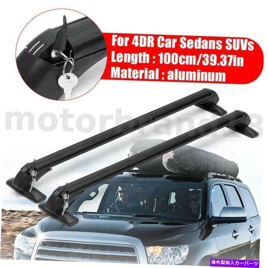 100cm 39 ユニバーサルカールーフラッククロスバー荷物キャリアラバーガスケットブラック100cm 39 Universal Car Roof Rack Cross Bars_画像1