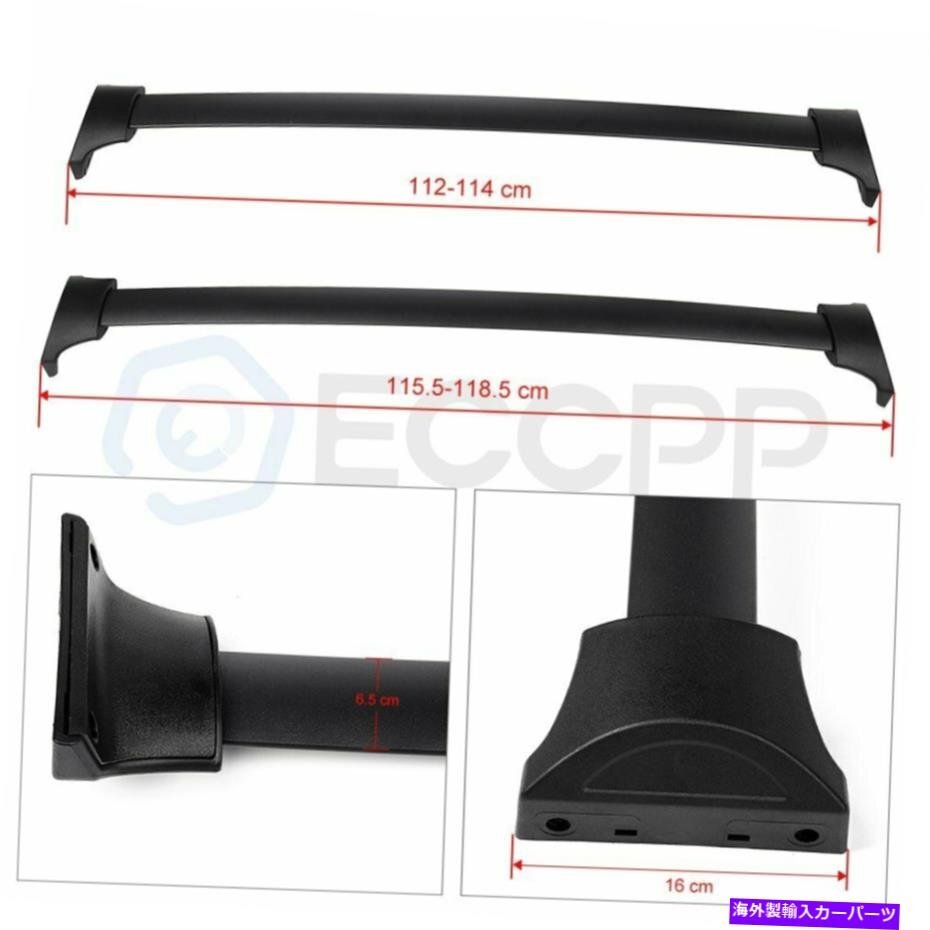 2017-2018ホンダパイロットアルミニウムルーフラッククロスバーレールブラック2pcsFor 2017-2018 Honda Pilot Aluminum Roof Rack Cross B_画像2