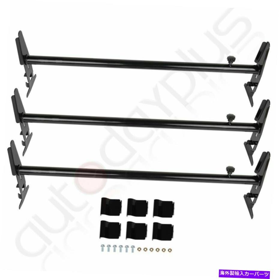 ブラックバンルーフラックラック貨物運搬車四角いシボレーダッジフォード用レール3レールBlack Van Roof Ladder Rack Cargo Carrier Squar_画像2