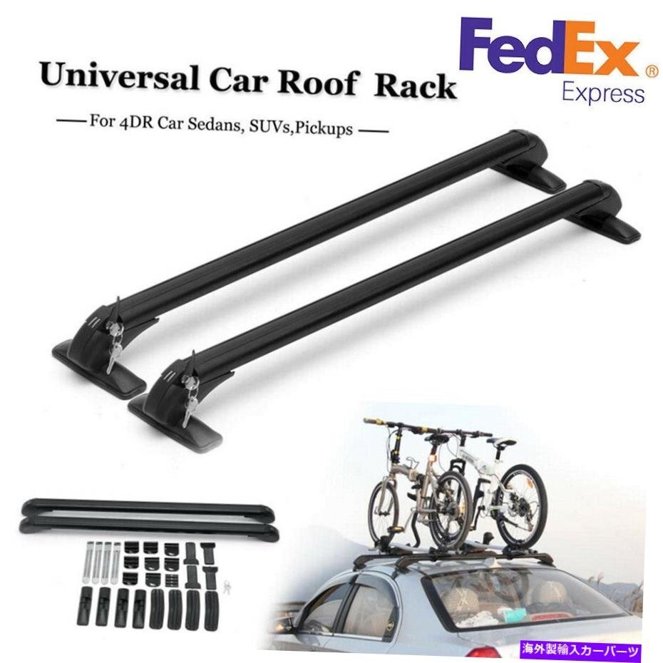 2x車のトップラックレール荷物キャリア荷物屋根屋根クロスアロイバー＆アクセサリー-US2x Car Top Rack Rail Luggage Carrier Baggage Roo_画像1