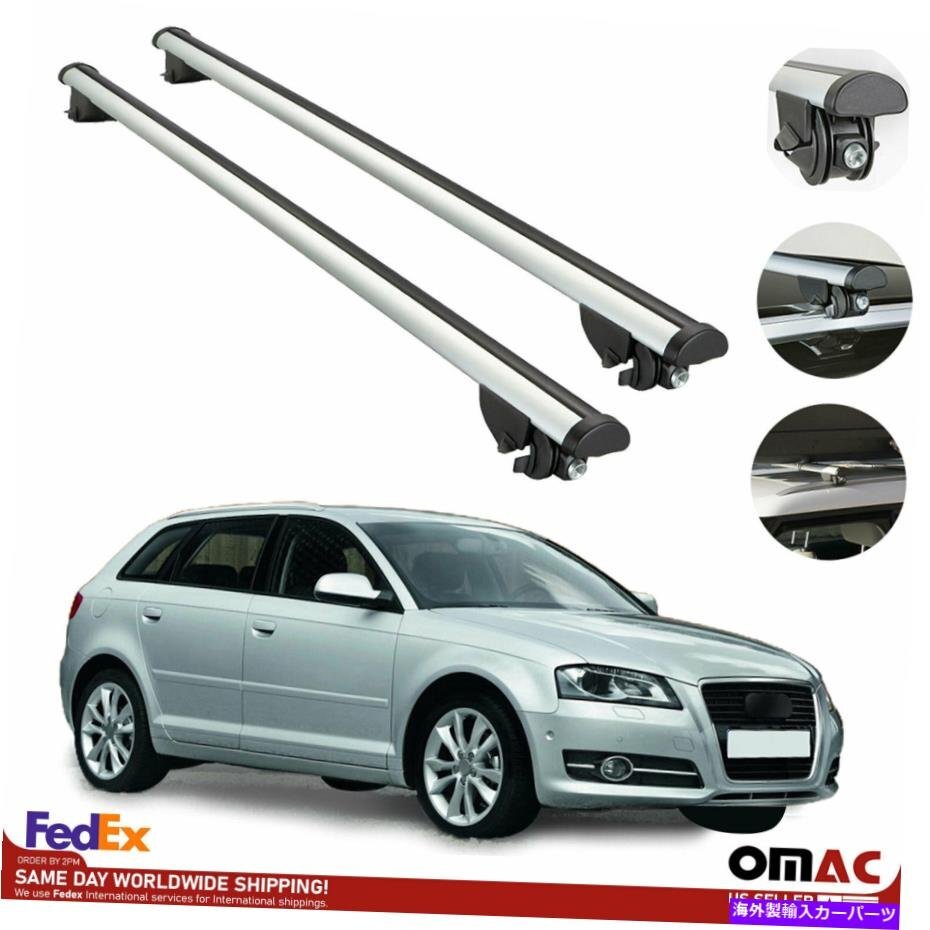 ルーフラッククロスバーアウディA3スポーツバックのための荷物キャリアシルバー2006-2013Roof Rack Cross Bars Luggage Carrier Silver fo_画像1