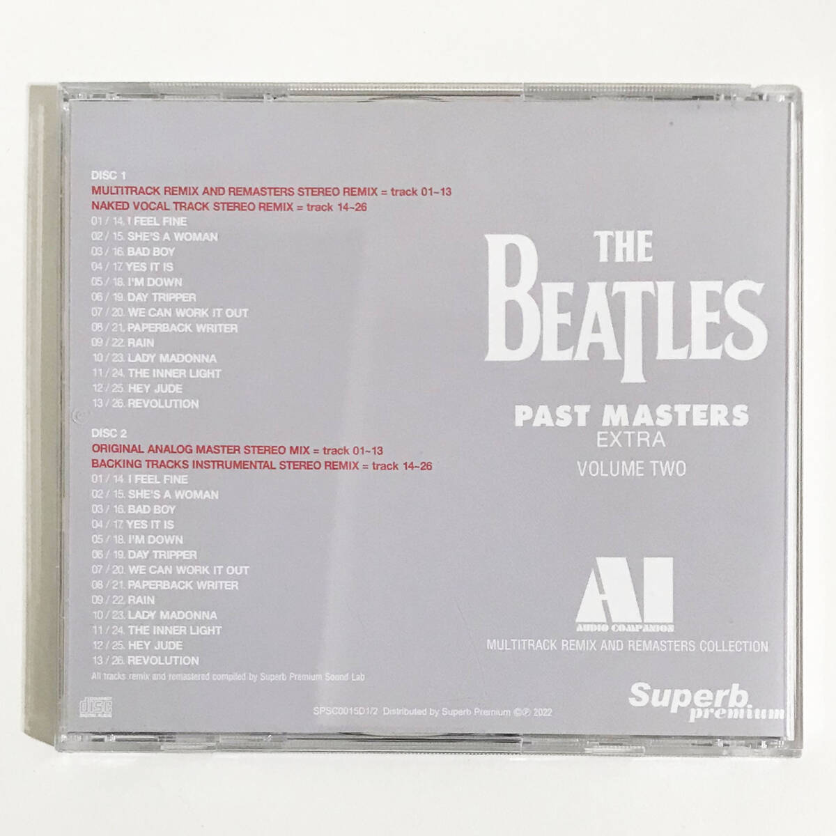 【送料無料！】THE BEATLES ザ・ビートルズ「PAST MASTERS EXTRA VOLUME TWO: AI - AUDIO COMPANION (2CD)」Superb Premium_画像3
