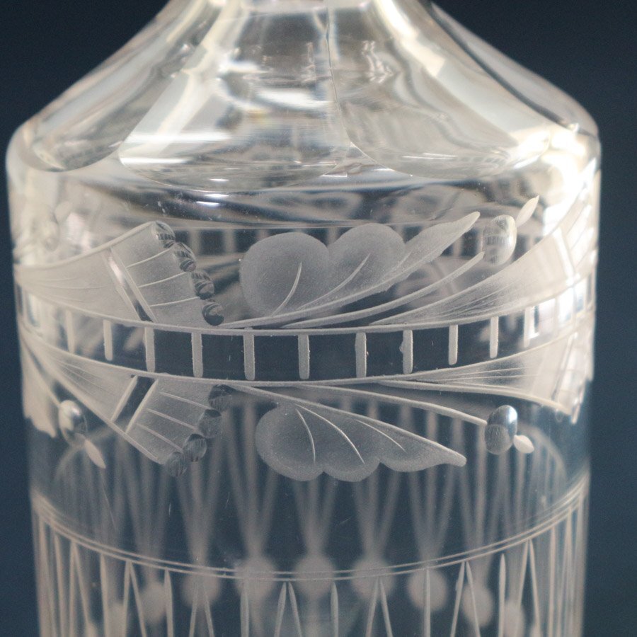 クリスタルガラス グラヴィール 彫刻 デカンタ デキャンタ ボトル ◆816f16の画像4