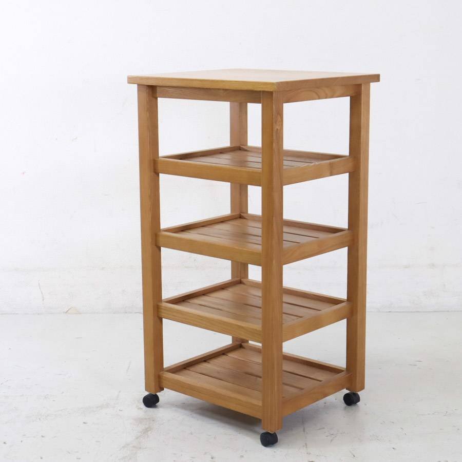 .. woodworking L be open rack S4 type Japanese ash purity natural tree made with casters . Wagon decoration pcs storage shelves *809h19