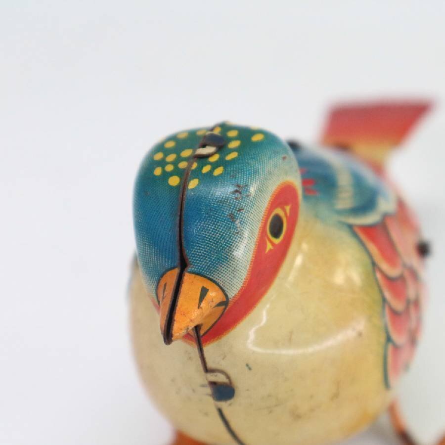 1950年代 レトロ 日本製 ブリキ ゼンマイ 鳥のおもちゃ 玩具 当時物◆818f17の画像4