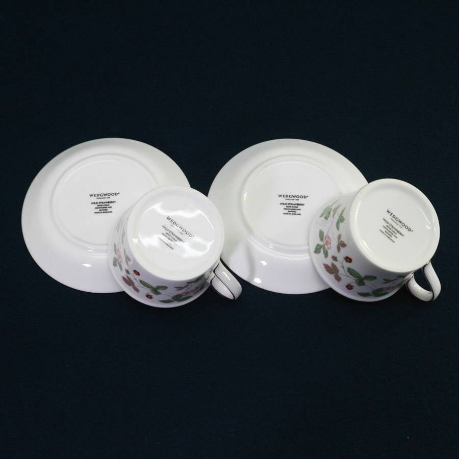 WEDGWOOD ワイルドストロベリー ティーカップ＆ソーサー2客セット デルフィ ペア ウェッジウッド◆821f24の画像5