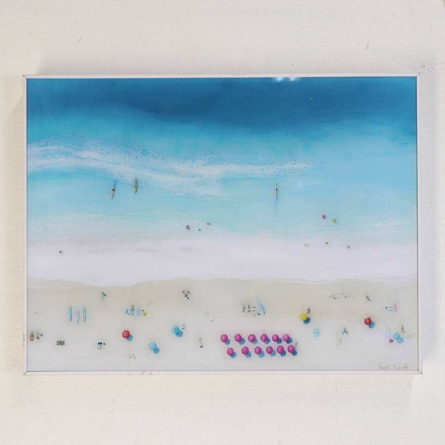 人気アーティスト Sarah Caudle サラカードル ワイキキビーチ プリント×レジン 海 波 アート フレーム付 ドイツ製★823v17の画像1