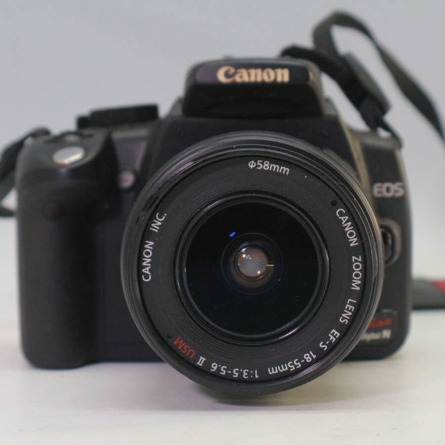 Canon EOS KISS DIGITAL N デジタル一眼レフカメラ 本体＋EF-S 18-55mm 1:3.5-5.6 II USMズームレンズ【充電器欠品】キヤノン◆824f24の画像2
