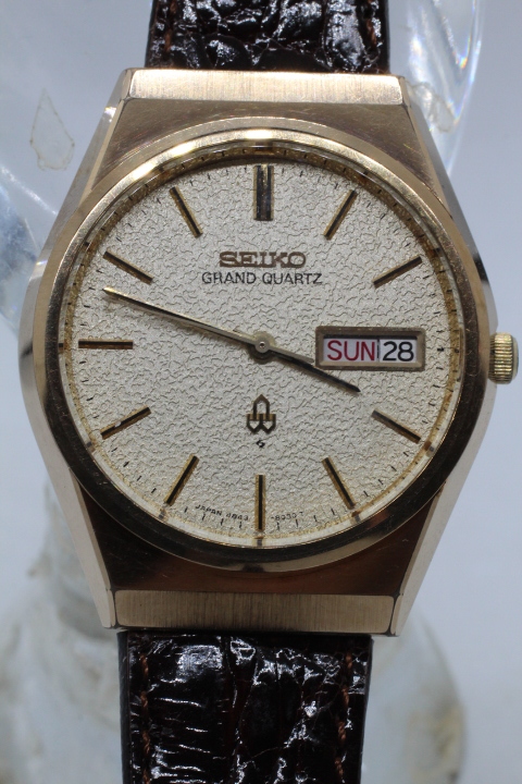【SEIKO】GRAND QUARTZ 4843-8100 SGP BACK ST.STEEL JAPAN J 中古品時計 未使用ワニ革ベルト装着 24.4.29 _画像10