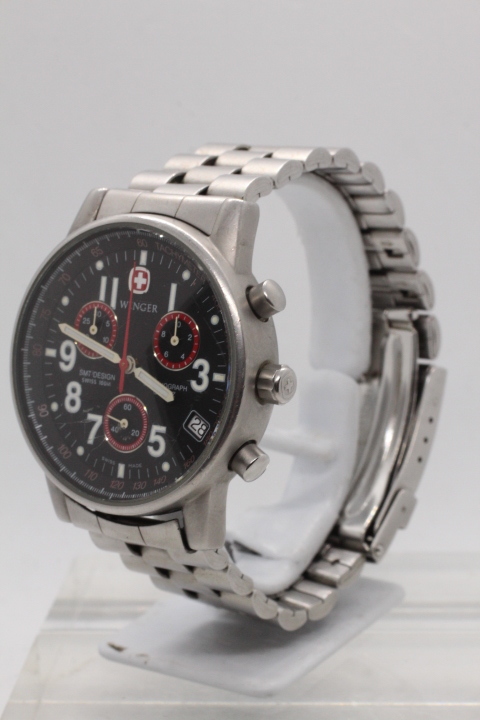 【WENGER】SMT DESIGN CHRONOGRAPH QUARTZ SWISS 100 ALL STAINLESS STEEL SWISS MADE 中古品時計 電池交換済み 24.4.29_ SWISS MADE 中古品時計 電池交換済み