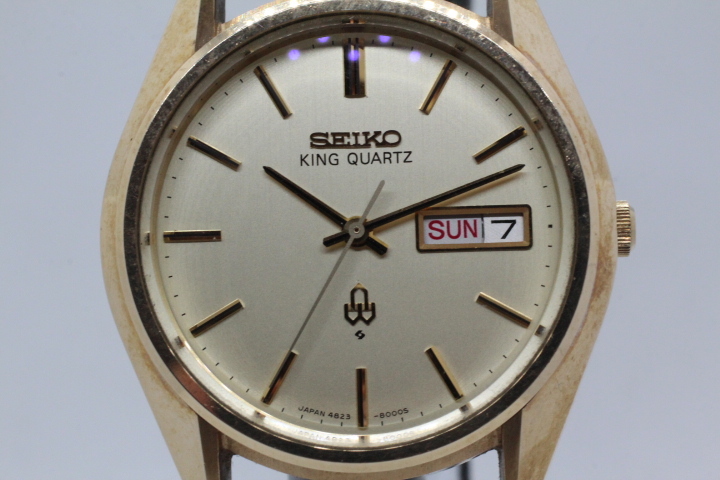【SEIKO】KING QUARTZ 4823-8000 CAP GOLD JAPAN A 中古品時計 未使用ワニ革ベルト装着 24.4.7 の画像8