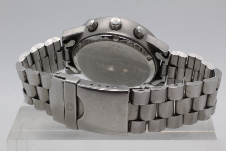 【WENGER】SMT DESIGN CHRONOGRAPH QUARTZ SWISS 100 ALL STAINLESS STEEL SWISS MADE 中古品時計 電池交換済み 24.4.29_画像6