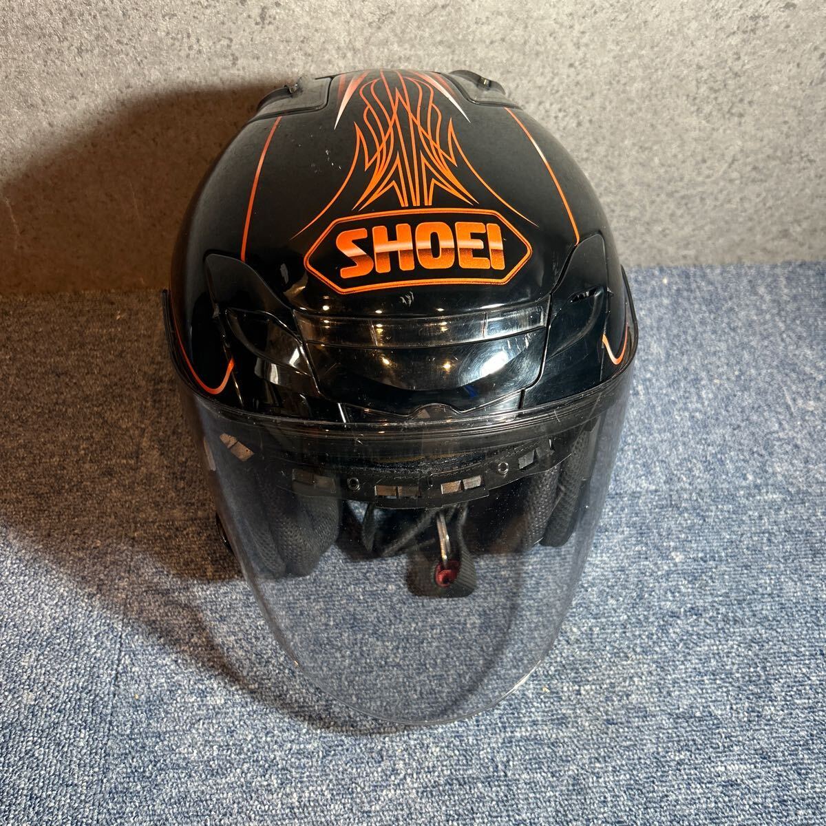 SHOEI ショウエイ ジェットヘルメット ブラック オレンジ バイク ヘルメットLサイズ 59cm の画像1