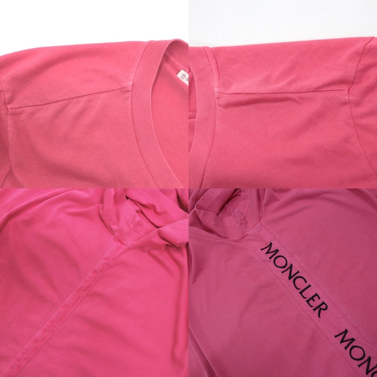 【クリアランスSALE】モンクレール 19SS サイド ロゴ刺繍 半袖Ｔシャツ メンズ コットン ピンク XXL MONCLER_画像5