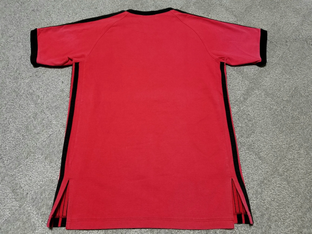 良好 80s ~ 90s 日本製 adidas アディダス トレフォイル プリント Tシャツ 赤 黒 S ~ M デサント期 ビンテージ_画像3