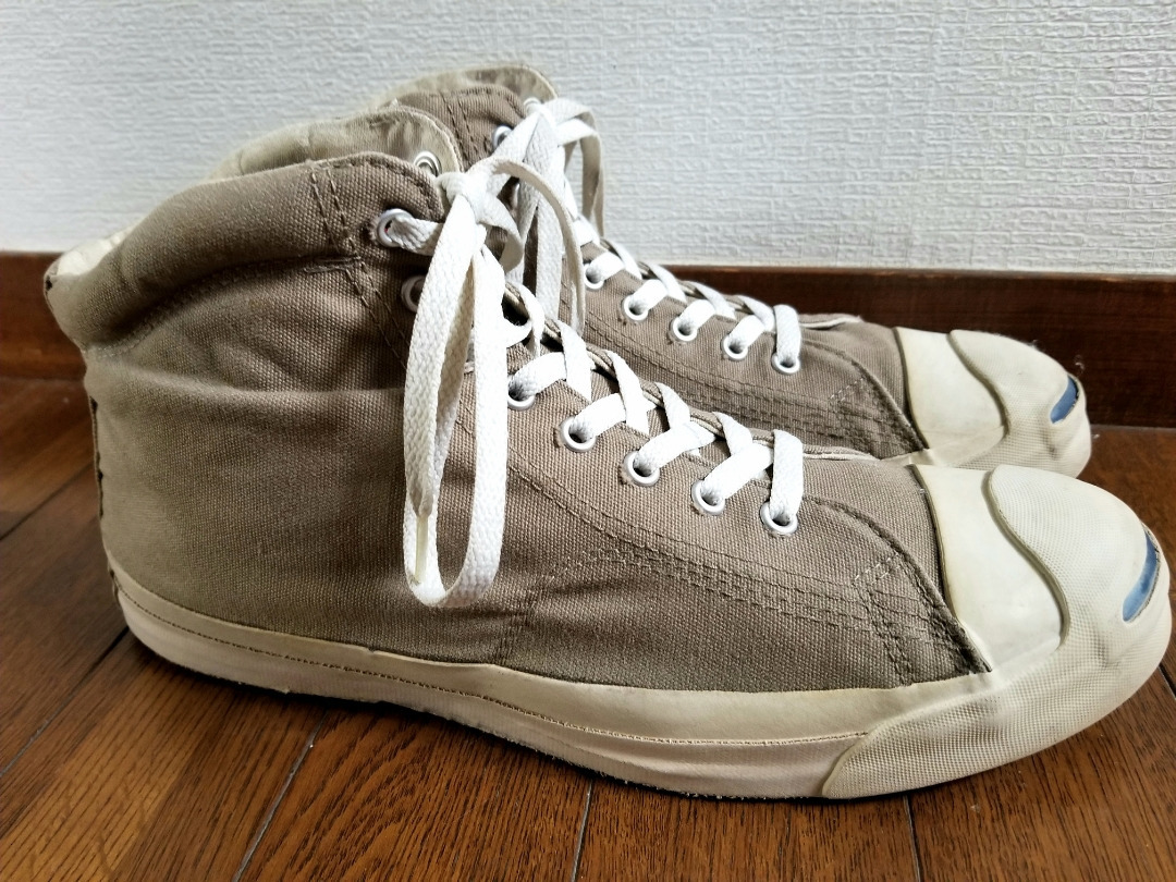 良好 90s USA製 converse コンバース ジャックパーセル キャンバス ハイ ベージュ US11 29cm 29,5cm アメリカ製 90年代 vintage ビンテージ_画像3