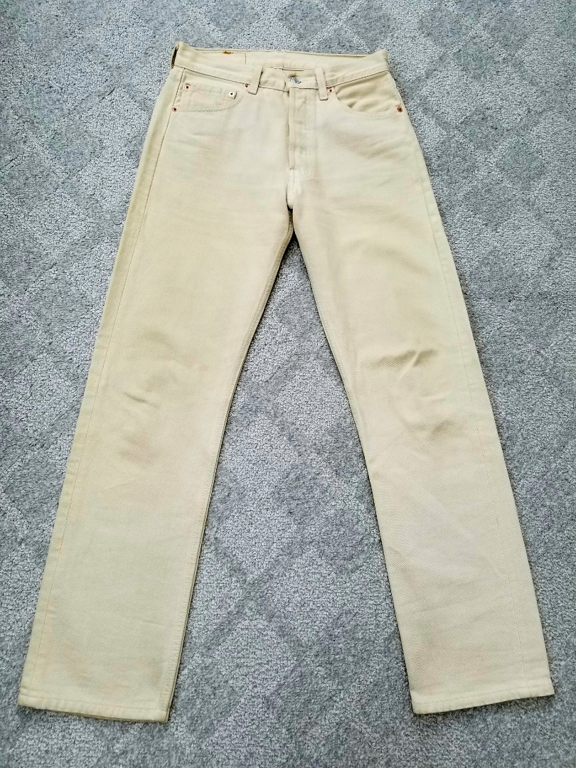 良好 90s USA製 levi's リーバイス 501 ベージュ w28 90年代 アメリカ製 カラーデニム カラージーンズ / ビンテージジーンズ 501xx_画像1