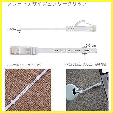 LANケーブル 30m ランケーブル フラット 有線ケーブル CAT6準拠 高速 安定 ギガビット PVC素材 ツメ折れ防止カバー RJ45 コネクタ_画像3