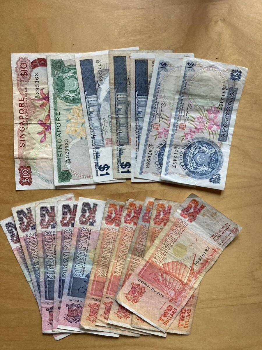 シンガポール 新嘉坡 紙幣 旧札 40ドル 流通品（検索 外国 札 記念 イギリス 英国 マレーシア インド 中国 アジア 南洋 ドル 元の画像1