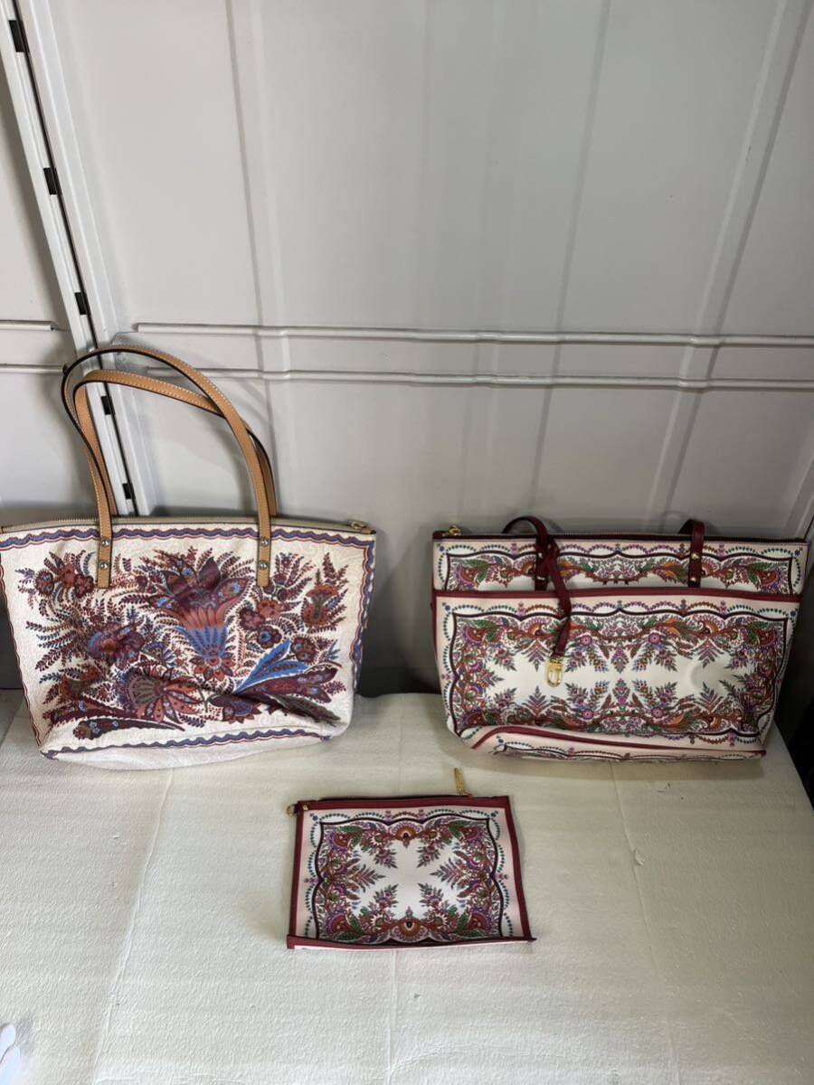 【中古品】ETRO エトロ ハンドバック 2個 ポーチ 3点セット まとめ売り_画像1