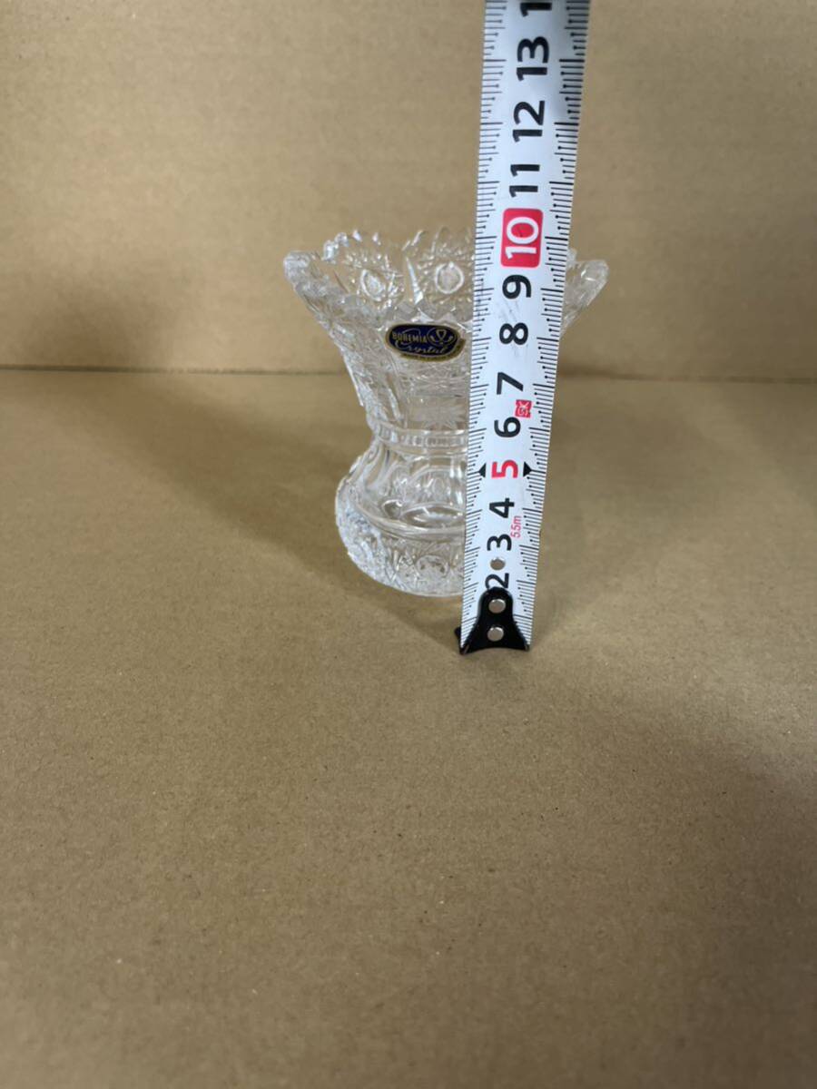 【シール付き】BOHEMIA ボヘミア ミニ花瓶 ガラス製 置物 インテリア カッティング ビンテージ _画像6