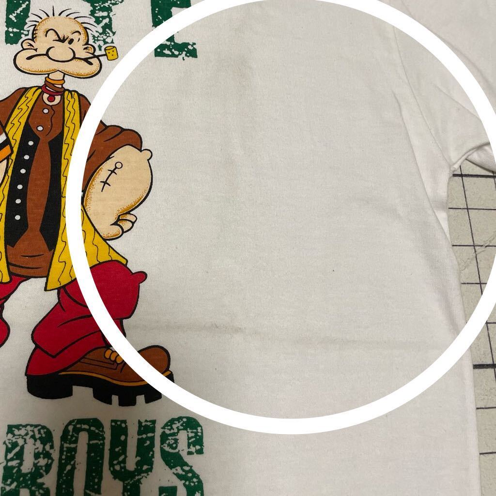 ポパイ【POPEYE】プリント半袖 Tシャツ STREET☆BOYS大きめ Lサイズ位？袖やや長め？ ホワイト/白 一部汚れありの画像7