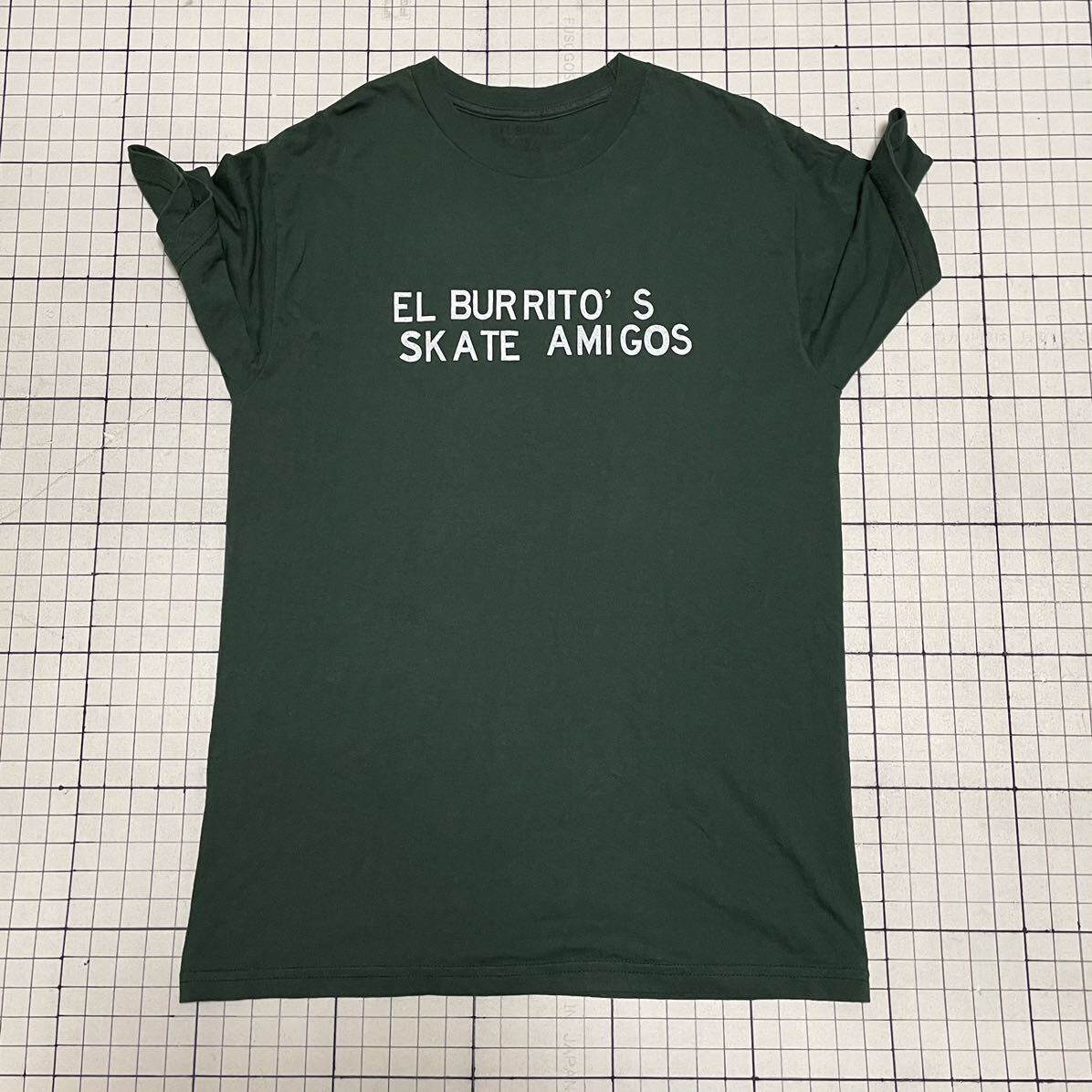 エルブリトス スケート アミーゴス【EL BURRITO'S SKATE AMIGOS】プリント 半袖Tシャツ タグ表記なし L位 ダークグリーン/濃緑 スケーターの画像2