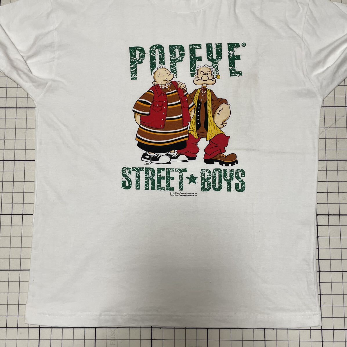 ポパイ【POPEYE】プリント半袖 Tシャツ STREET☆BOYS大きめ Lサイズ位？袖やや長め？ ホワイト/白 一部汚れありの画像3
