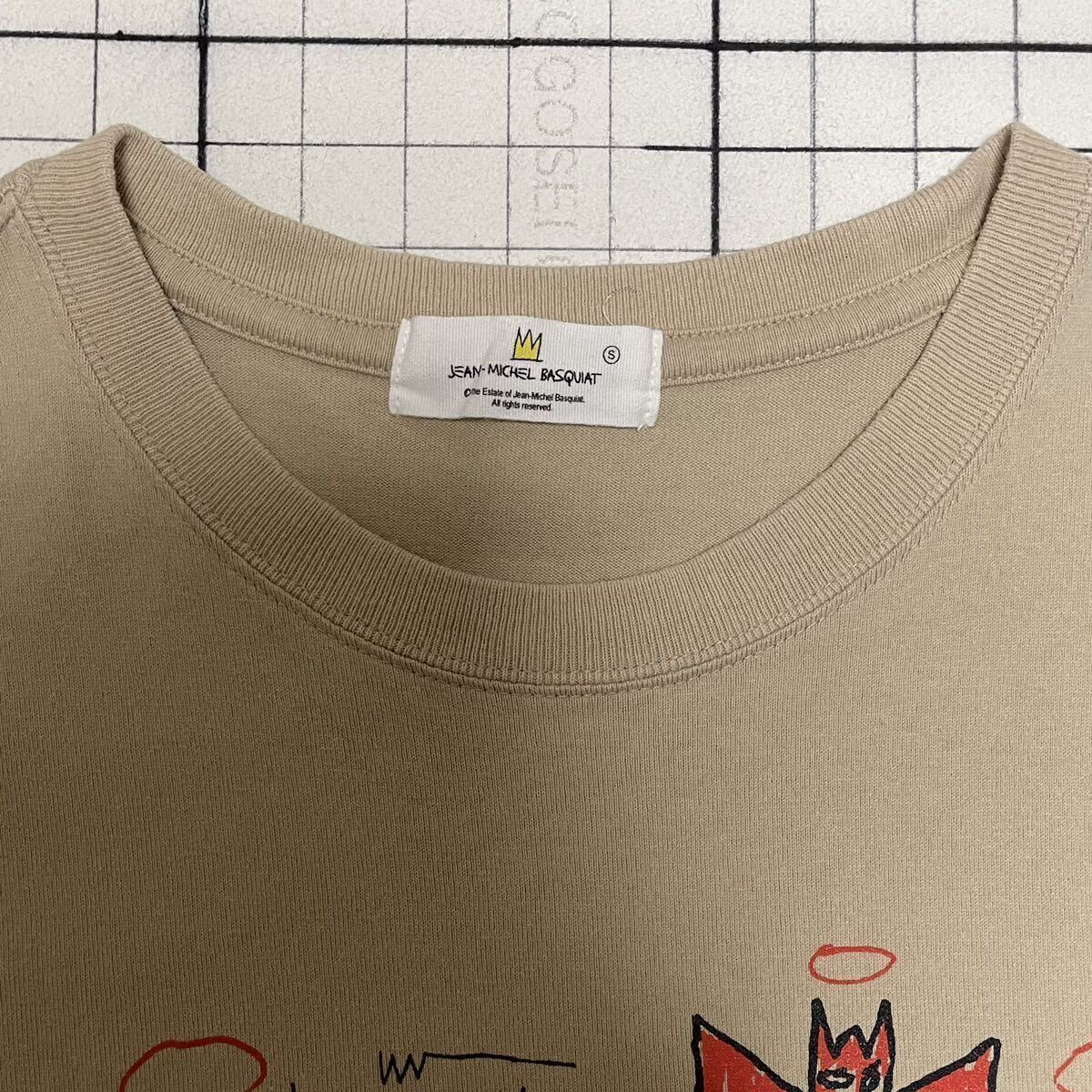 ユニクロ【UNIQLO】アーティスト半袖Tシャツ ジャン＝ミシェル・バスキアJean-Michel Basquiat Sサイズ ベージュ/薄茶 コラボ 王冠 希少の画像6