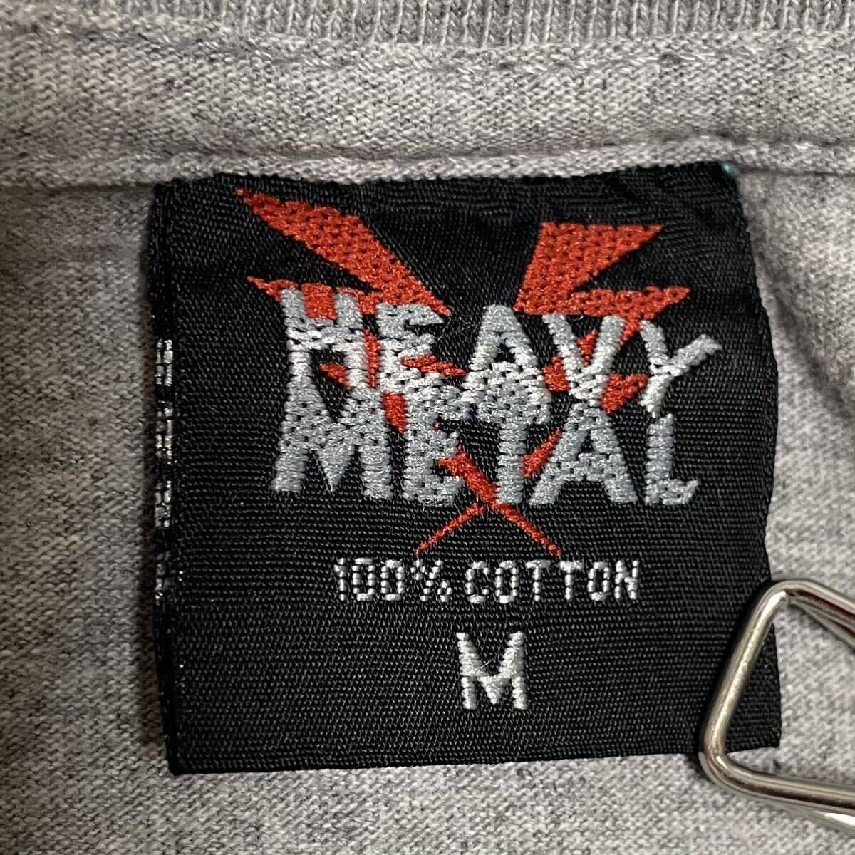 ヘヴィメタル【HEAVY METAL】ビックプリント半袖Tシャツ スパンコール ビーズ Mサイズ レディース？ グレー ビックボーイ キッズ ロック_画像7