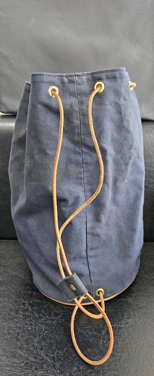 【1円～】HERMES エルメス ポロションミミルGM Hロゴ 巾着型 バックパック リュックサック キャンバス ネイビー ユニセックスの画像2
