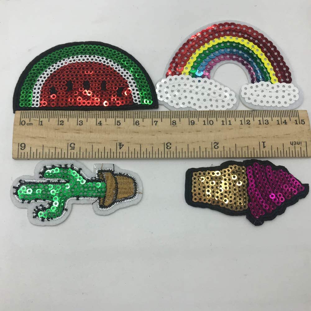 【新着商品】手芸 縫い付け 貼り付け DIY ひざあて デコ パッチステッカー キラキラ刺繍ワッペン かわいい星/果物/動物ワッペ_画像6