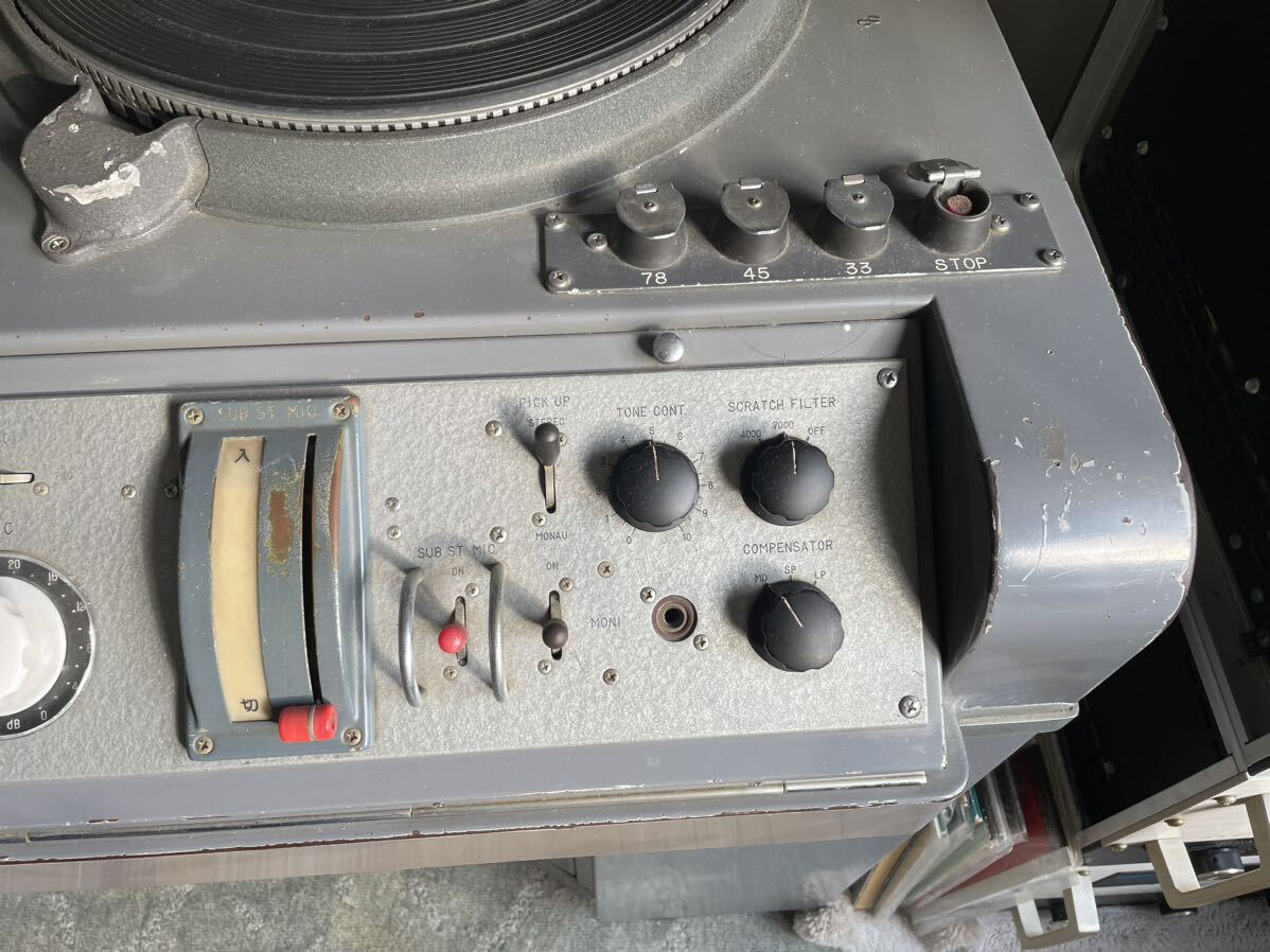 超希少 DENON 円盤式録音装置 DN-43H-T E-124 ターンテーブル 真空管 日本電気音響株式会社 電音同期電動機 戦後品 激レア 動作品 初出の画像7