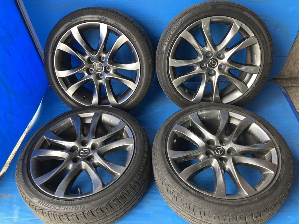 ☆マツダ アテンザ 純正 19インチ アルミホイールセット☆ 7.5J +45 夏タイヤ ブリジストン 225/45R19 4本セット☆タイヤおまけ☆の画像1