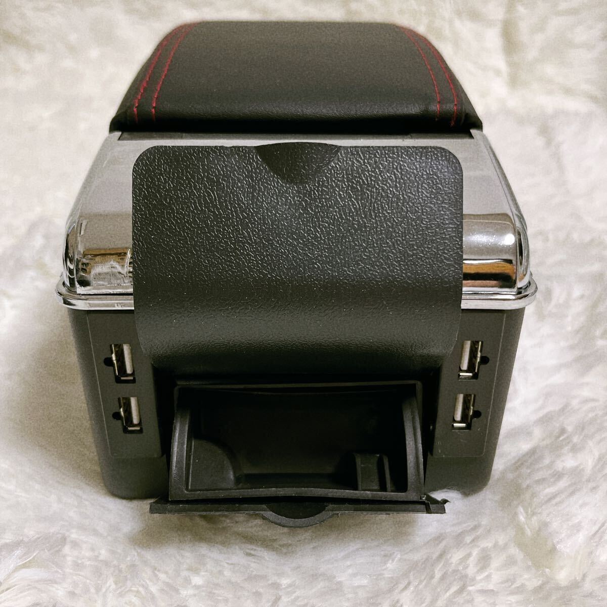 アームレスト カー用品 コンソールボックス 汎用 2層式 USB付 肘置き ドリンク 灰皿の画像5