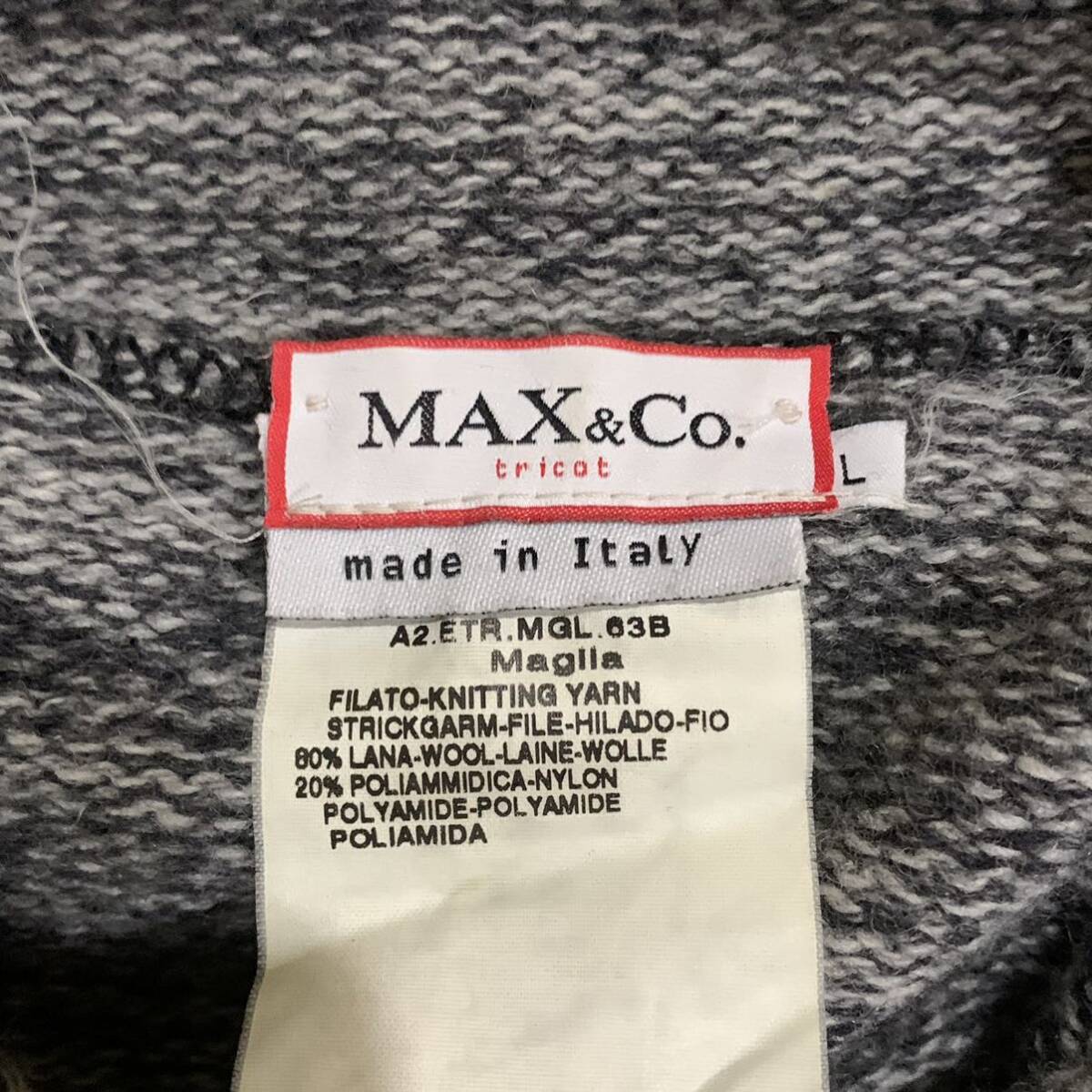 E ▼ 都会のカジュアルウェア 'イタリア製' MAX&Co tricot マックスアンドコー タートルネック ストレッチ 長袖 ニット セーター size:L _画像6