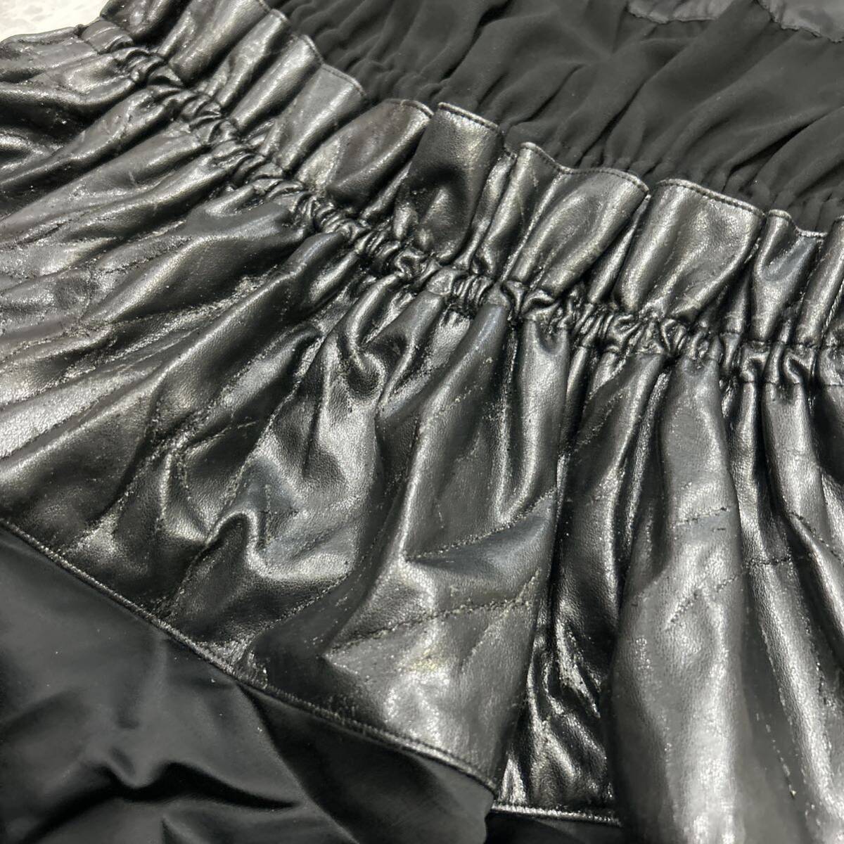CC ■ 圧巻のデザイン '気品溢れる' AKIRA NAKA アキラナカ 日本製 半袖 WOOL混 ドッキングワンピース / ドレス 38 婦人服 トップス BLACKの画像8