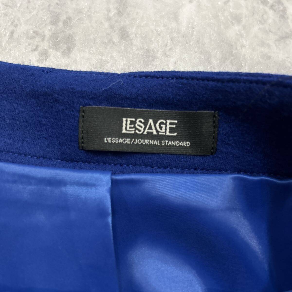 VV ■ 未使用 / 日本製 '洗礼されたシルエット' L'ESAGE ルサージュ 高品質 WOOL ロング タイトスカート size36 近年モデル 婦人服 BLUE _画像5