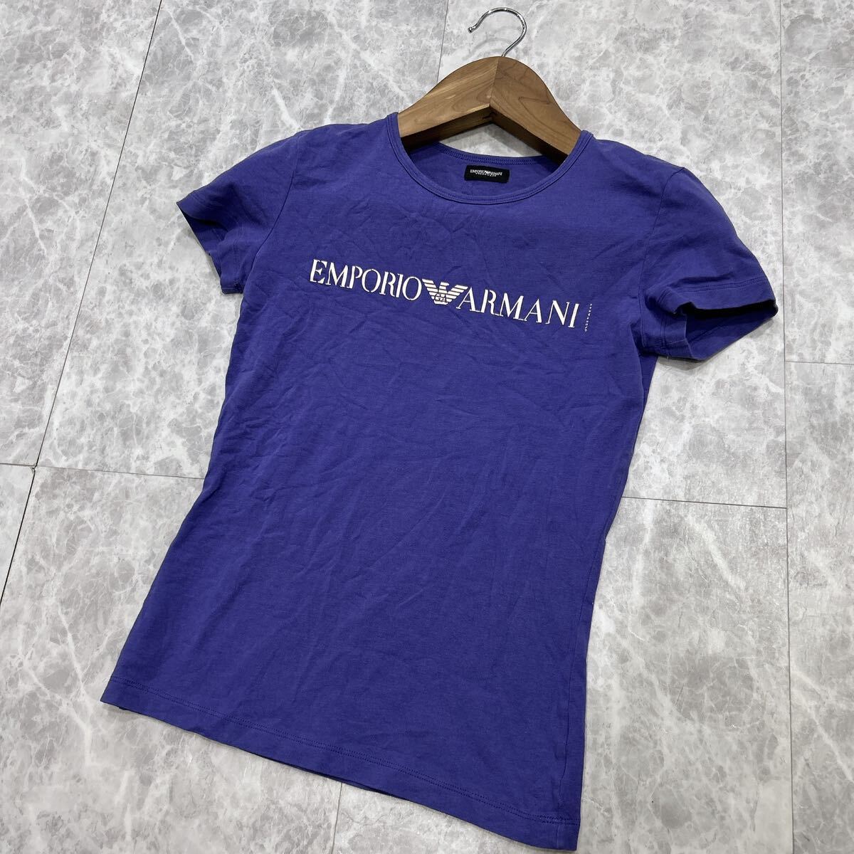 VV ■ イタリア製 '高級ラグジュアリー服' EMPORIO ARMANI UNDER WEAR エンポリオアルマーニ 半袖 STRETCH Tシャツ / カットソー S 古着 _画像1