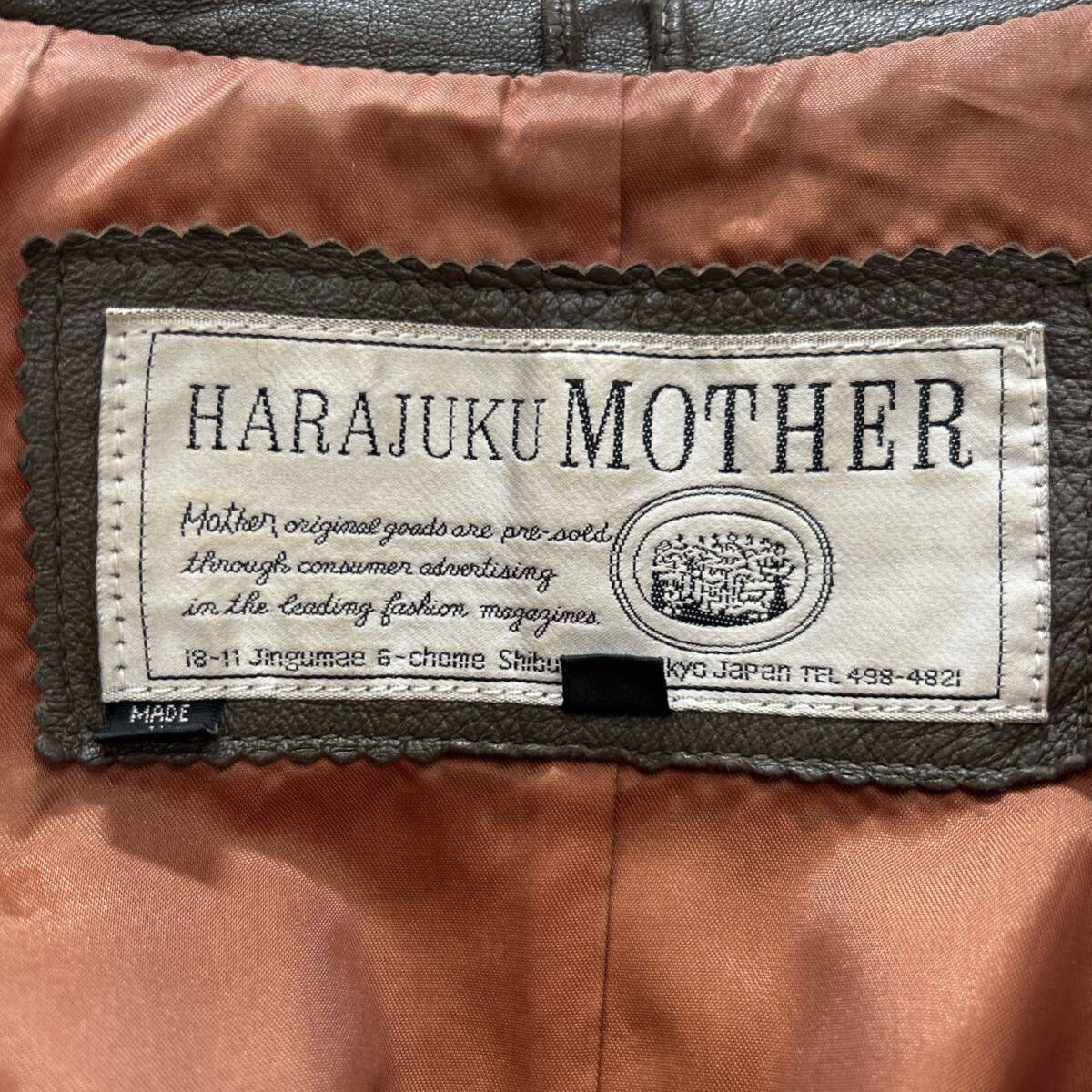 SS ■ 極上レザー使用 '希少 90's ビンテージ' HARAJUKU MOTHER ハラジュクマザー 本革 ラムスキン LEATHER コート size9 婦人服 アウター_画像6