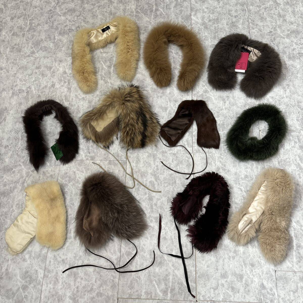 ⑤ 1円~ ＊ まとめ売り '豪華90点セット' SAGA FUR / MOONBAT 等 ミンク フォックス ティペット ラビット 毛皮 ショール マフラー 卸売り