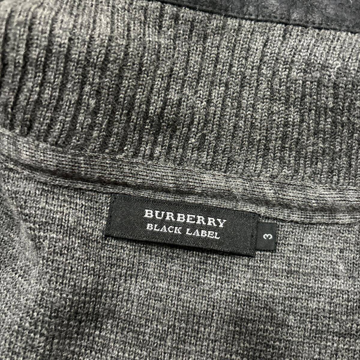 J ＊ 国内正規品 '高級紳士服' BURBERRY BLACK LABEL バーバリー 高品質 WOOL混 ニット ジップアップ ブルゾン ジャケット 3 メンズ_画像6