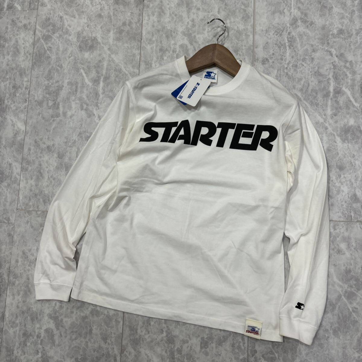 EE ＊ 着心地抜群 '人気モデル' STARTER スターター 長袖 ロゴプリント Tシャツ / カットソー L メンズ トップス X50209J 白の画像2