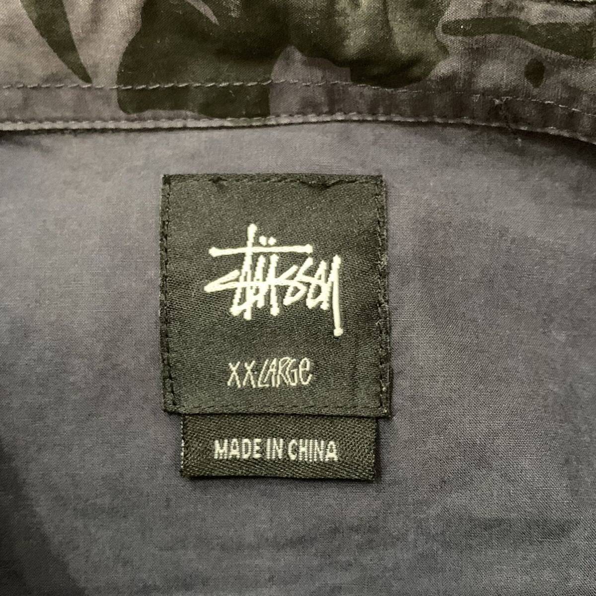 BB ▼ 大きいサイズ!! '着心地抜群' STUSSY ステューシー 総柄 コットン100% 半袖 ボタン スナップシャツ size:XXL メンズ トップス NAVY_画像5