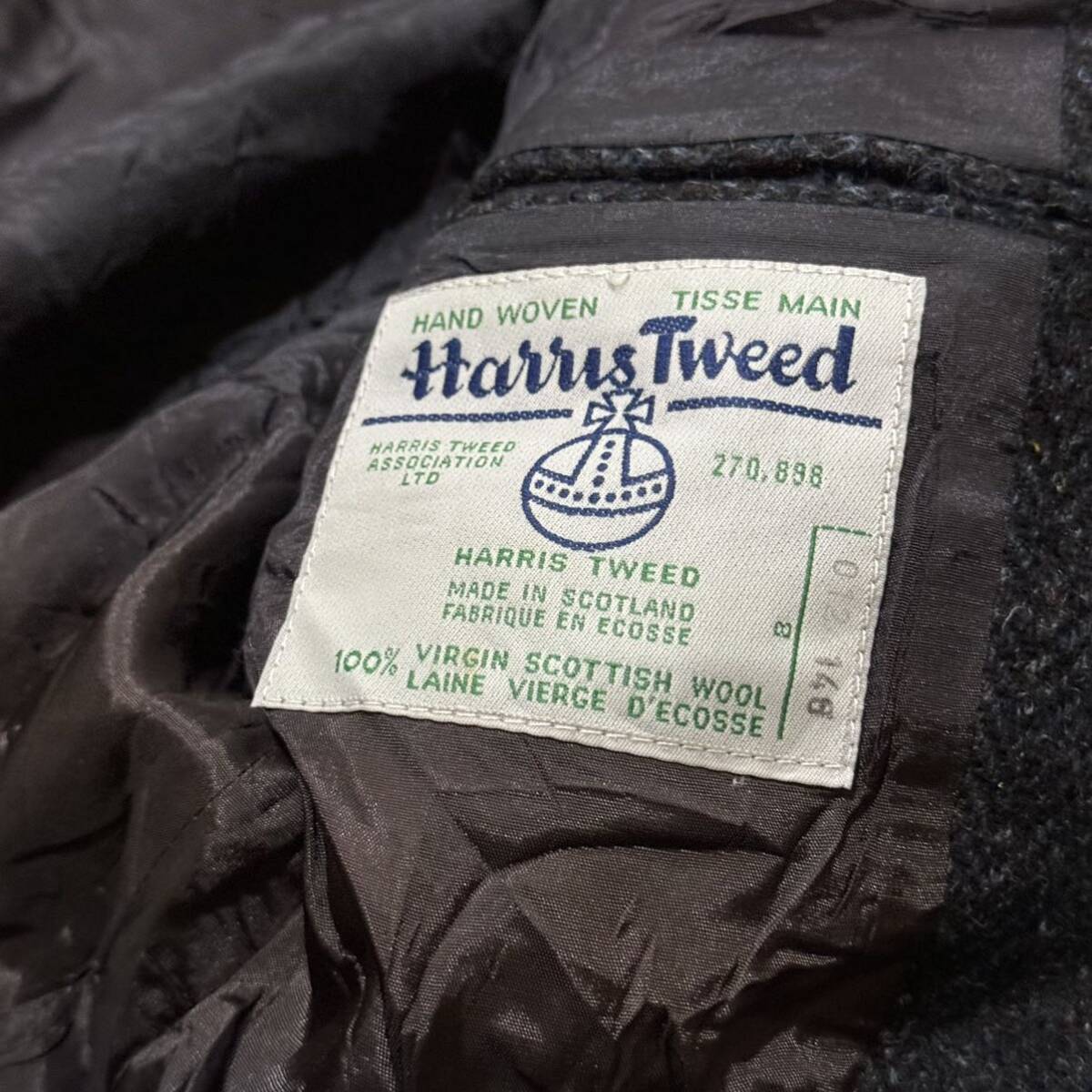 R☆ 極上HARRIS TWEED/ハリスツイード社製生地 'カナダ製' TIP TOP TAILORS 厚手 ツイード テーラードジャケット クルミ釦 アウター 紳士服の画像7