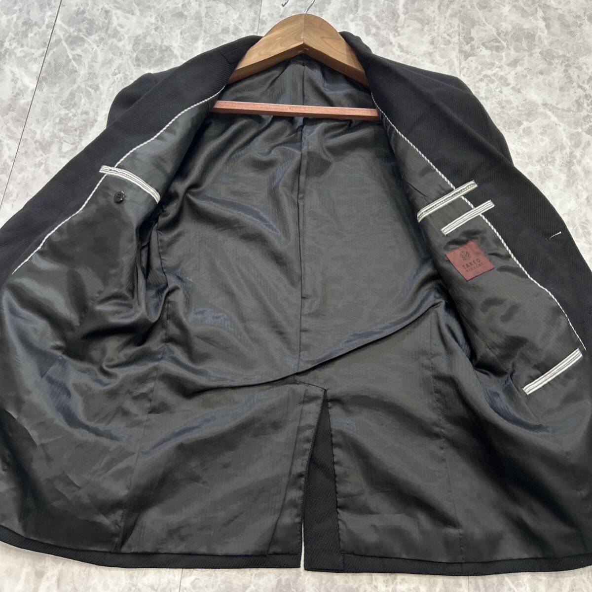 B # сделано в Японии \'.. осуществлен дизайн \' TAKEO KIKUCHI Takeo Kikuchi высокое качество WOOL tailored jacket size3 мужской джентльмен одежда внешний BLACK