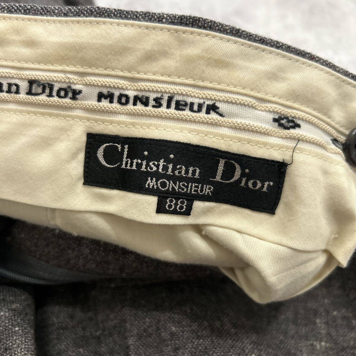 B ■ 古着 '高級ラグジュアリー服' Christian Dior MONSIEUR クリスチャンディオール 最高峰 カシミヤ WOOL スラックスパンツ 88 ボトムスの画像7