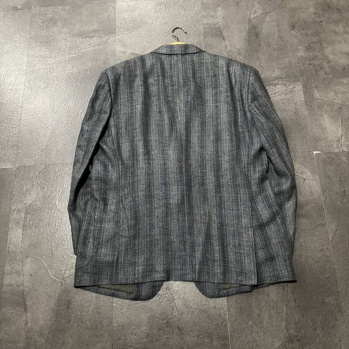 F☆ 高級ラグジュアリー服 '上質シルク100%使用' LANVIN ランバン 格子柄 ツイード生地 テーラードジャケット sizeST48-55 アウター 紳士服の画像3